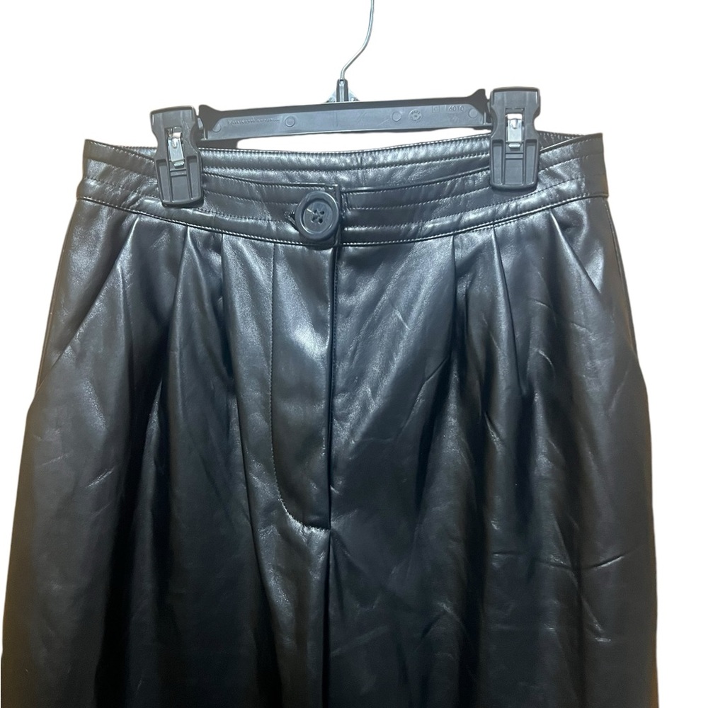 Princess Polly Love Club Black Faux Vegan Leather Straight Pants Size 4 - Picture 4 of 12
